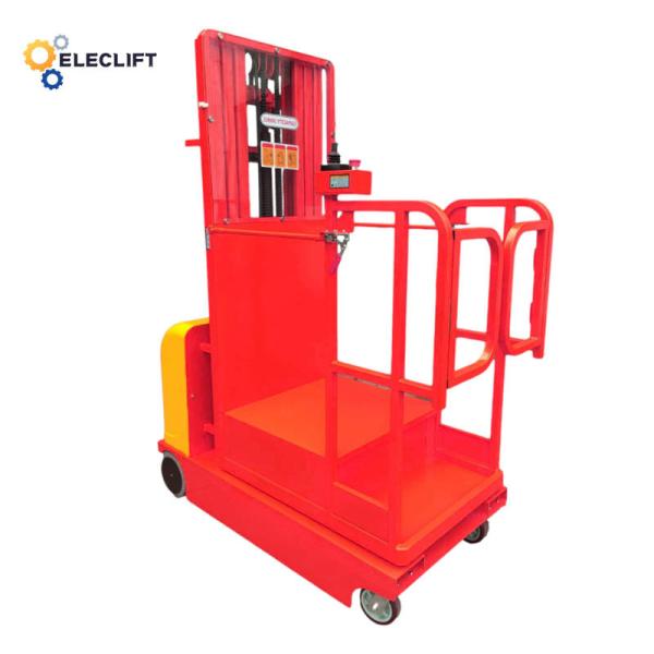 AC Motor Electric Order Picker With 90 Fpm Lift Speed 1.2m Length PLC Control System