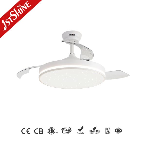Modern 42-Inch Invisible Ceiling Fan Mdash Featuring A Starry Lampshade And 3-Color LED Lighting