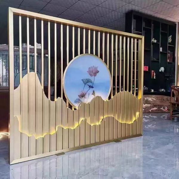 Stainless Steel Room Divider Screen Decorative Partition For Living Room Office Decor
