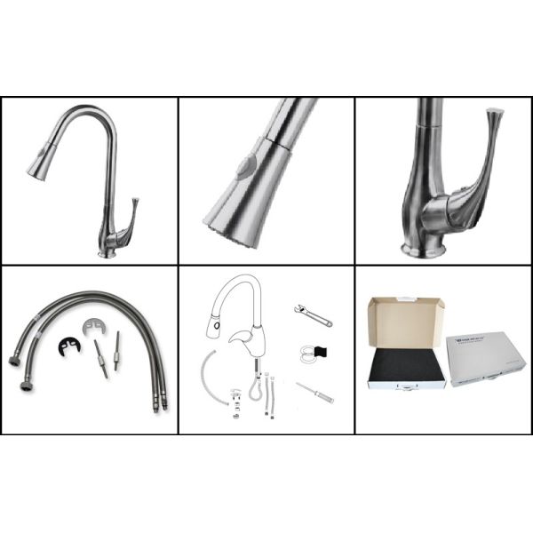 Cold Hot Water Pull Out Spray Stainless Steel Faucet