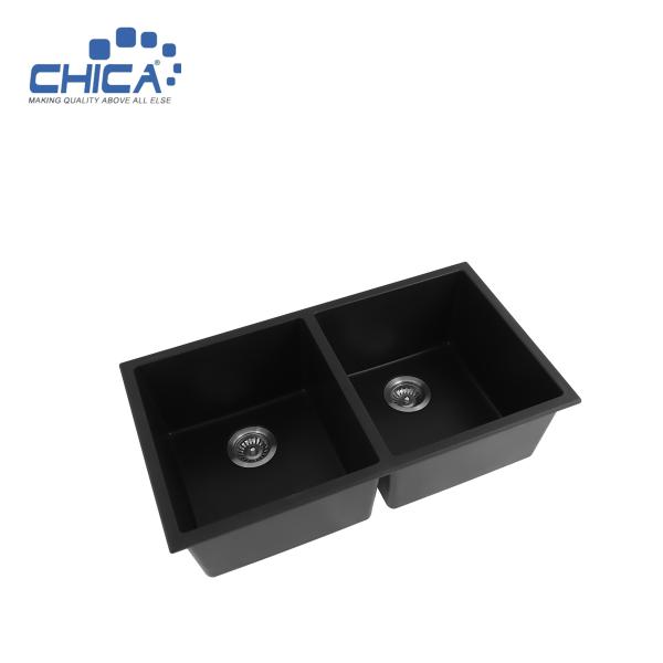 Double Bowl Under Mount Granite Kitchen Sink Granite Composite Kitchen Prep RV or Wet Bar Sink