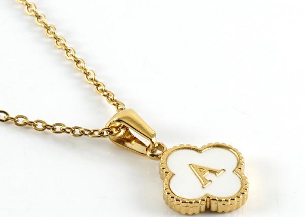 13*13MM 18K Gold Plated Stainless Steel Four-leaf Clover Letter Pendants