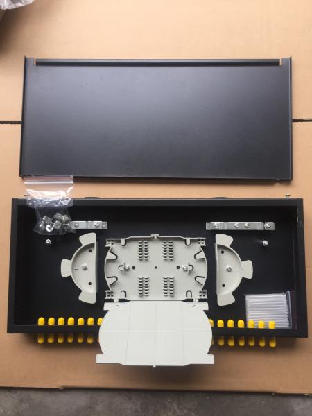 24 Ports Fiber Optic Panel , 1U Rack Mount Patch Panel With ST Simplex Adapters
