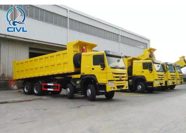 3 Axle U - Shape Van Type Heavy Duty Dump Truck / Hydraulic Rear Dump Truck