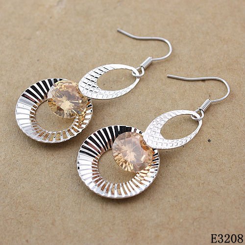 Red  Rhinestone Main Stone Jewelry Dangling Earrings For Women Gift 10g