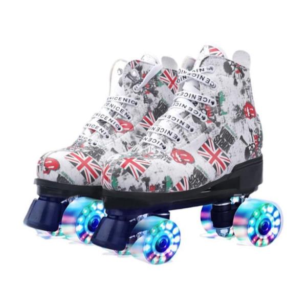Men's Classic Roller Skates Outdoor Roller Skate Premium Black Quad Rink Skates
