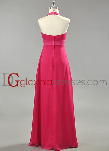 2013 A-line straps floor-length chiffon satin fuchsia bridesmaids dresses BMGD3002