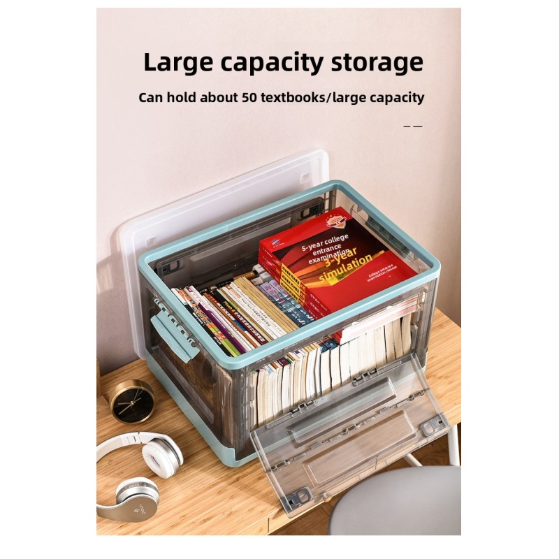 Large Capacity Foldable Storage Box Plastic Acrylic Book Bin Durable Transparent Snack Toy Organizer Collapsible Crate