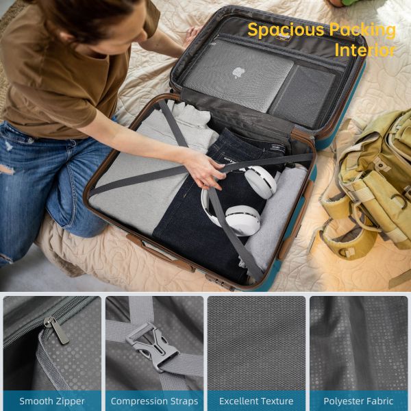 ABS Hardcase Spinner Luggage Hard Sided Suitcase With Mute Wheels