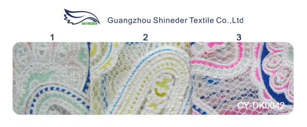 Colored Printed Polyester Lace Fabric Cotton Mesh Burnout Lace of Eco-dyeing Technics(CY-DK0042)