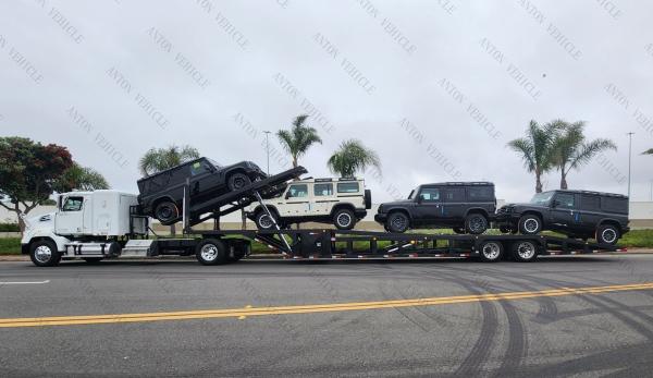 8 Tire Single Wheeler Axles Transport Skeleton Flatbed Self Car Carrier Truck Semi Trailer