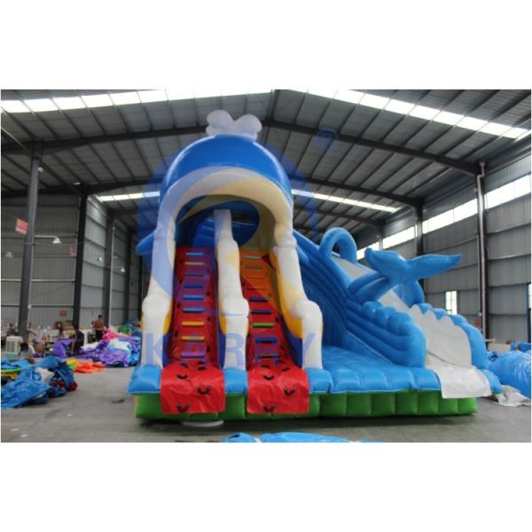 CE Blower and Repair Accessories Included Inflatable Water Park with Shark Slide