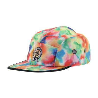 Tie Dye Printing Custom Floral 5 Panel Camp Caps For Ladies Fashionable