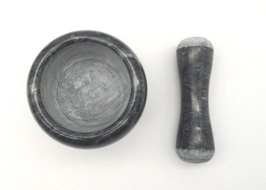 Custom Made Stone Mortar And Pestle , Stone Bowl And Grinder Black Color
