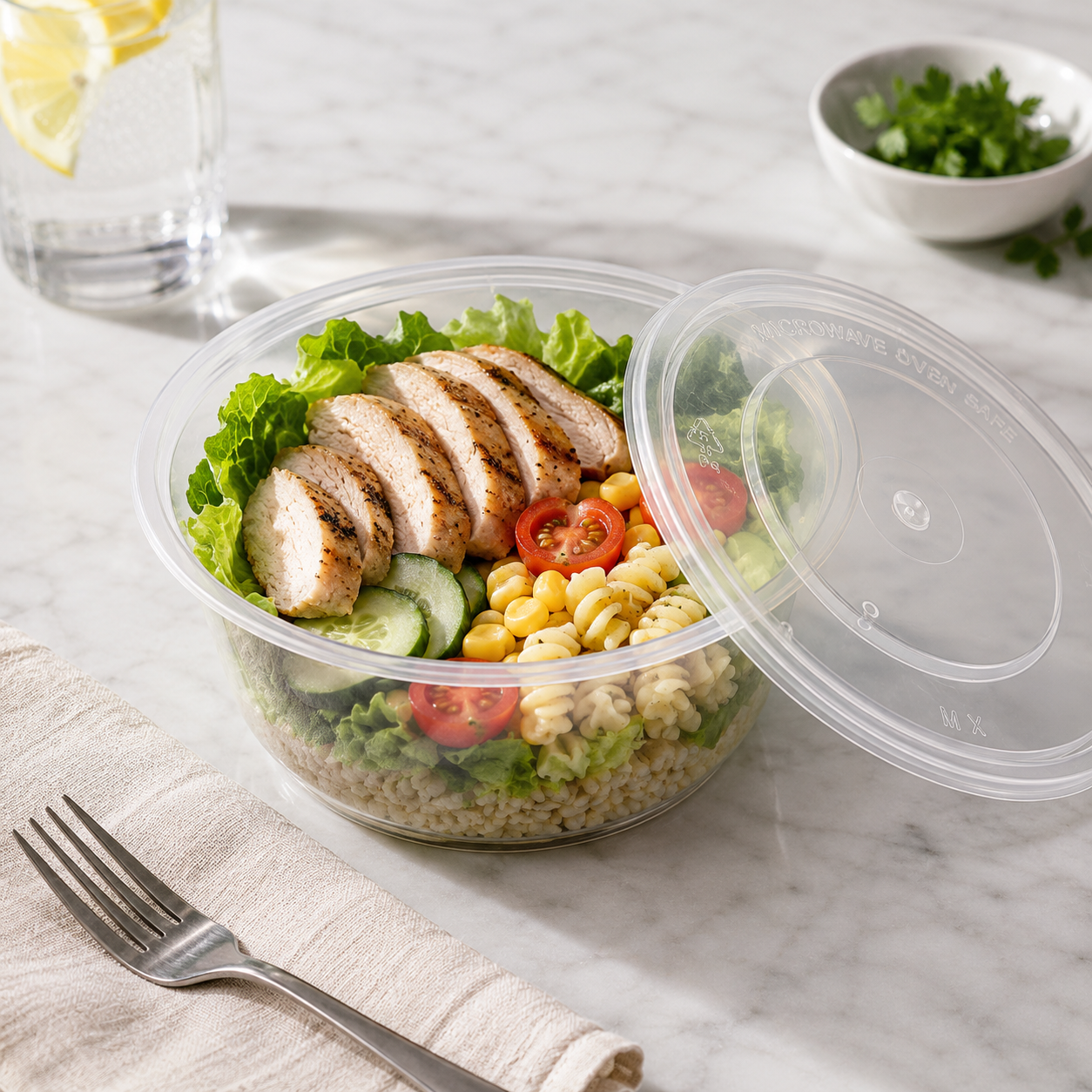 700ml Wide Round PP Disposable Soup Bowls Secure Lids for Food Delivery