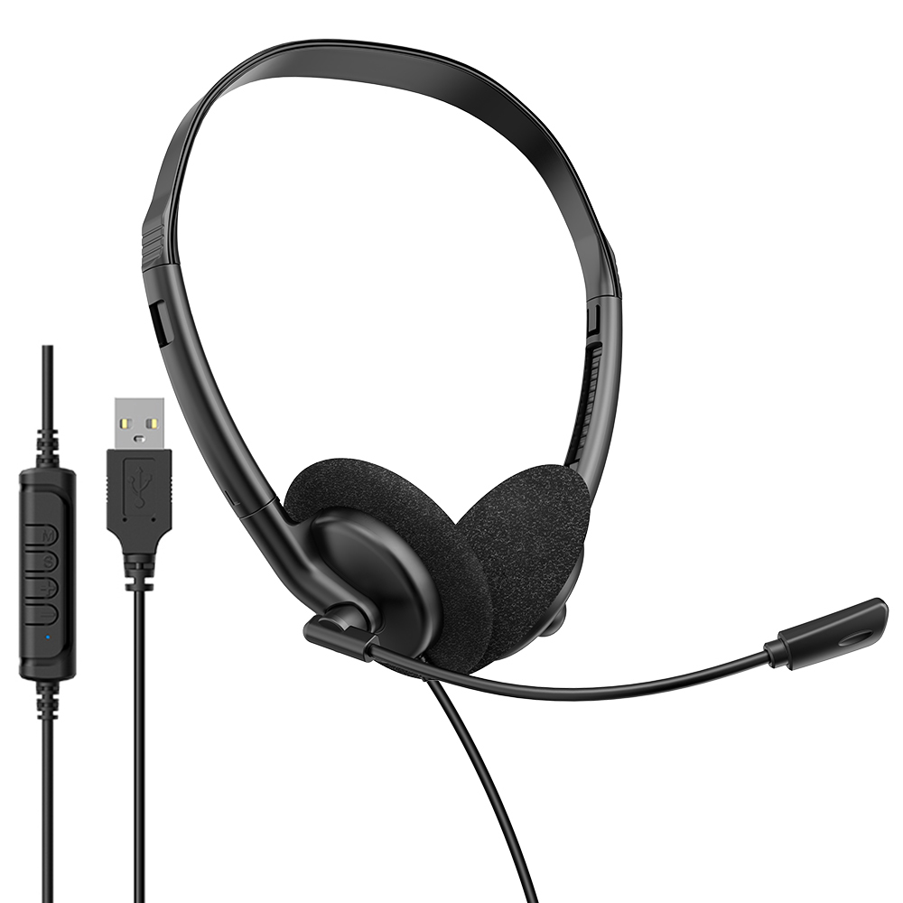 Lightweight wired telephone headset with ENC noise‑cancelling flexible boom microphone. Supports USB, Type‑C & 3.5mm jack, perfect for call centers, remote work, online meetings and classes，OEM & ODM