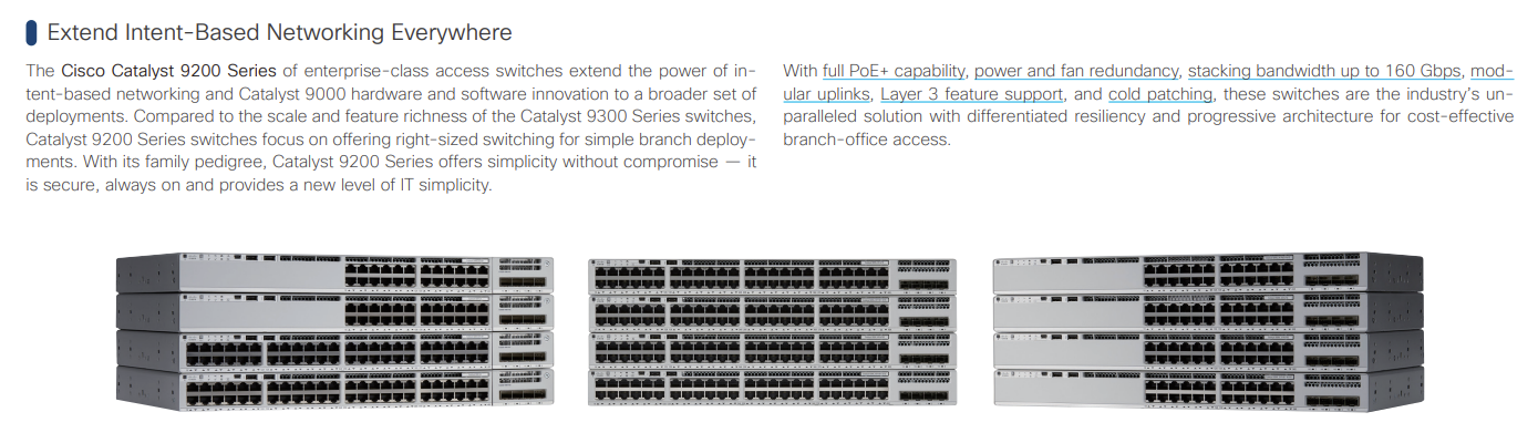 C9200L-24P-4G-E Cisco Catalyst 9200L 24-port PoE+ 4x1G uplink Switch, Network Essentials