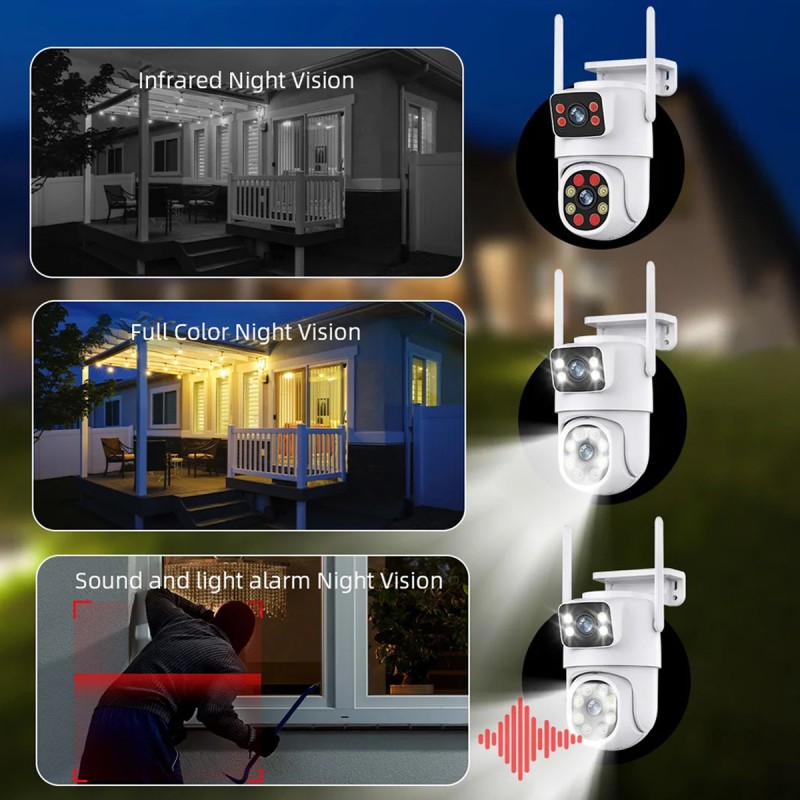Good Quality 4MP Dual Lens CCTV IP Camera PTZ Security Waterproof Outdoor WIFI Two-Way Audio Cloud Storage Human Detect Track