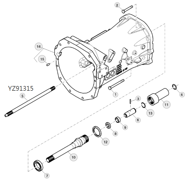 YZ91315 Eje para JD piezas usadas de tractores porcelana piezas de tractores piezas de repuesto de tractores
