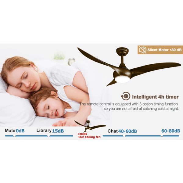 1stshine/OEM Logotipo Ventilador de teto Luz com controle remoto e Smart APP 6 velocidades 3 lâminas