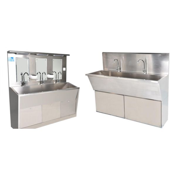 Умывание рук Хирургический скраб раковина из нержавеющей стали для больничного использования