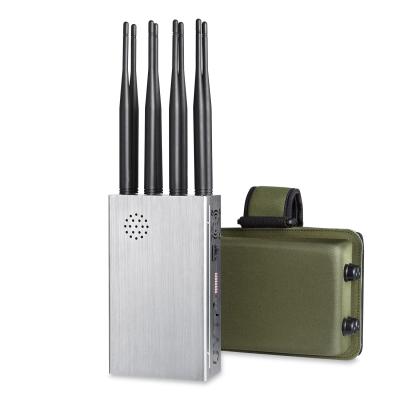 Portable 8 antennas mobile phone signal jammer blocks 2G 3G 4G 5G WIFI signals with bigger hot sink & battery