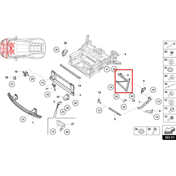 For Lamborghini Huracan LP580 LP610 LP640 Radiator Frame Bracket Left Front & Right Front OEM 4T0806191B 4T0806192B