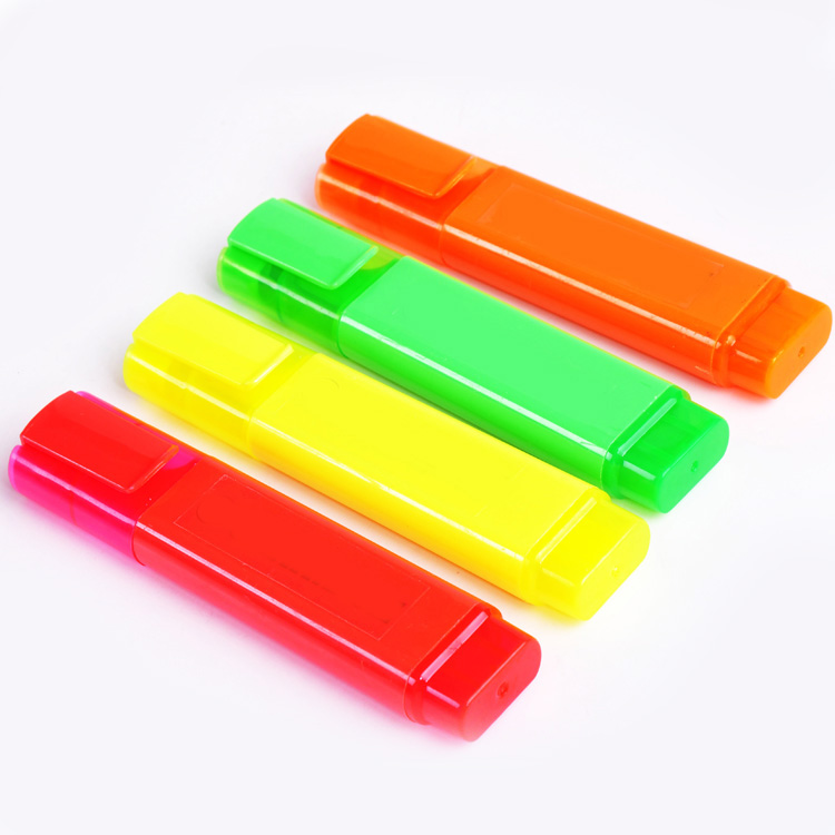wholesale colourful 4pcs fluorescent marker pen with oblique tip