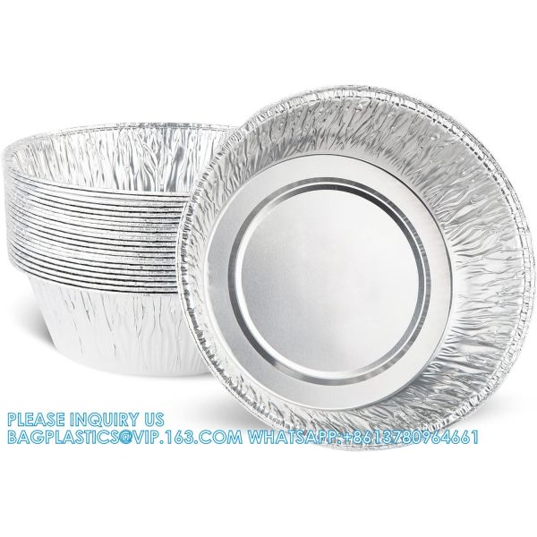 6.5'' Inch Round Tin Foil Pans Disposable Aluminum, Freezer & Oven Safe - For Baking, Cooking, Storage, Roasting