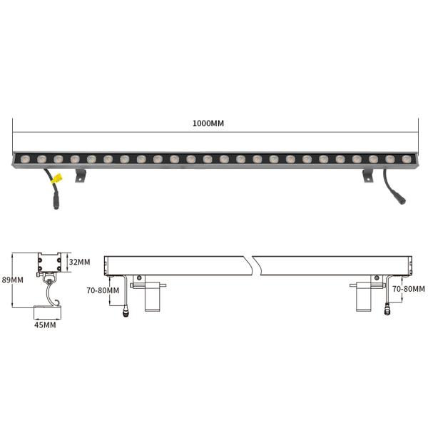 Aluminum Alloy 24W DC24V IP67 LED Bridge Wall Light 1400LM