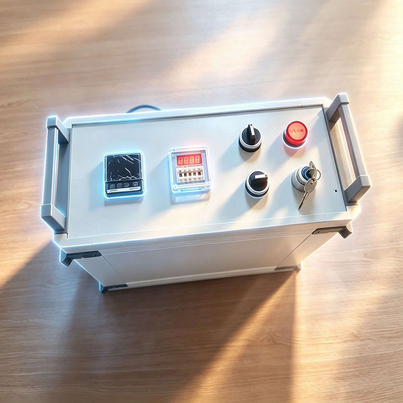 PLC-controlled hot riveting machine with touchscreen interface, programmable parameter storage, suitable for plastic parts.