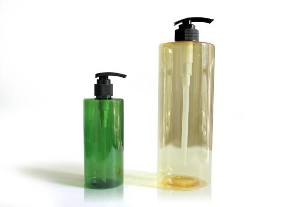 Green Cylinder PET Cosmetic Bottles For Body Lotion Products Half Transparent 300ml