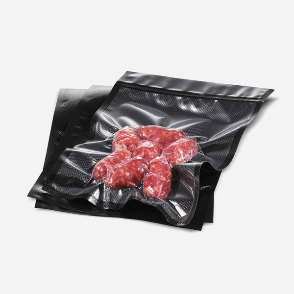 All Black Vacuum Seal Bags For Food Preservation With Embossed Zipper Top