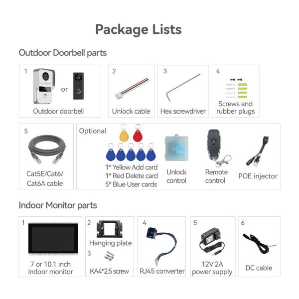 Беспроводной дверной звонок 1080p Wifi видео- ночное видение камеры 7 дюймов связанное проволокой входом