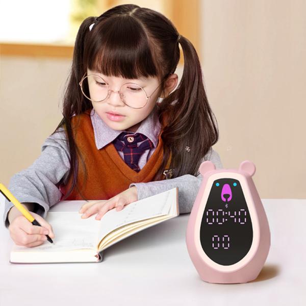 Cute Cartoon Bear Smart Clock Lamp Mute Bedside USB Night Light With For Bluetooth