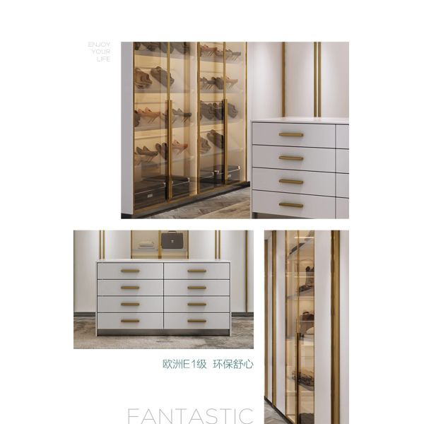 304 316 Steel Stainless Wardrobe Almirah With Glass Shelves Drawers OEM