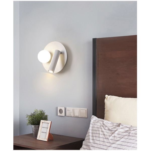 Bedside reading wall lamp acrylic ball Nordic bedroom bed board light living Bedhead wall light for hotel