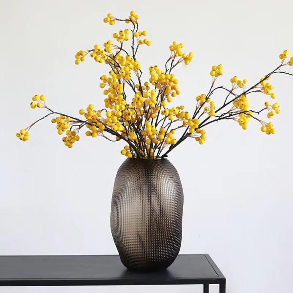 Vaso de vidro de âmbar Decoração da mesa de jantar peça central estilo vintage moderno 32cm