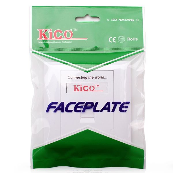 Kico  cat6 cat5 cat7 RJ11 RJ45 single port pvc faceplate  Type 86*86 Networking Faceplate