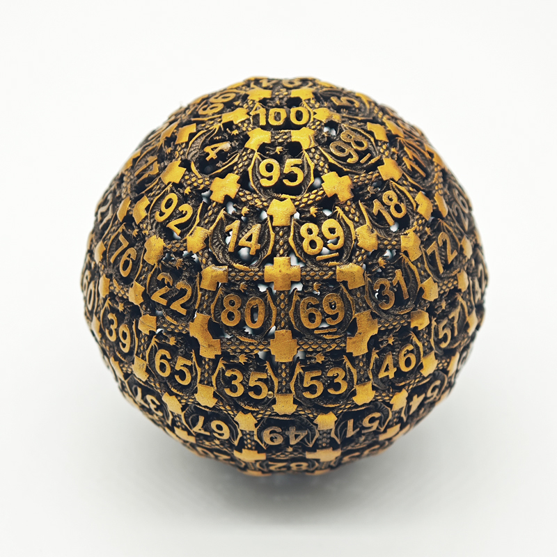 Custom Brass Metal D100 Dice 5cm Polyhedral for DND RPG with Customized Color