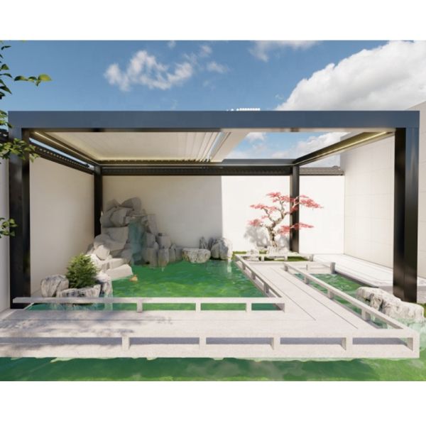 Системы солнцезащитных крыш, оттягивающиеся, с алюминиевым лезвием, моторизованная пергола