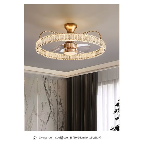 Modern Luxury Crystal Fan Lamp for Bedroom 2026 Trending Invisible Ceiling Fan LED DC Integrated Electric Wind Shaking Head