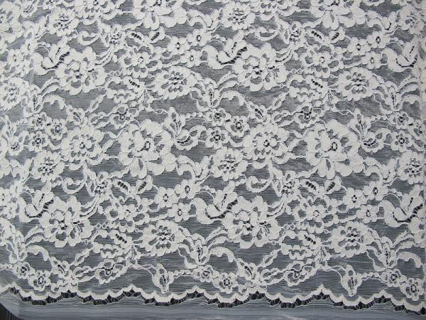 White Bridal Corded Lace Fabric Knitted Cotton Nylon Rayon Lace For Clothing
