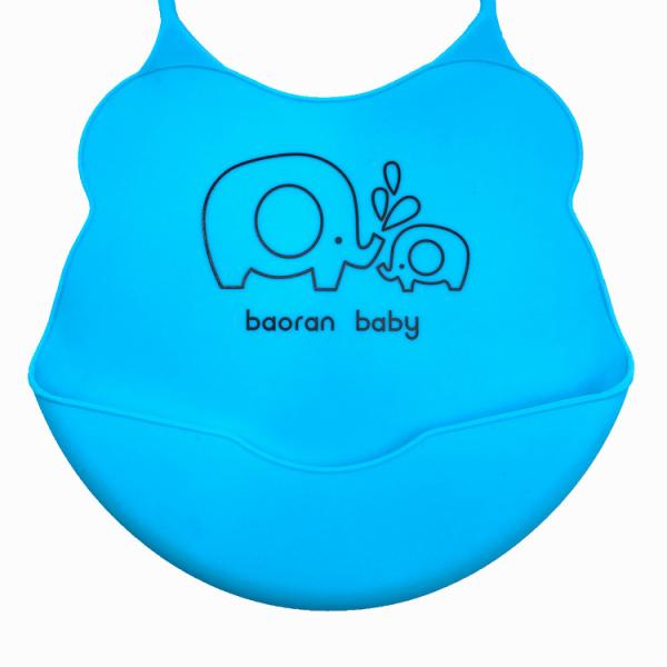Custom Printing Best Fancy Fold-able Collapsible Comfort Waterproof Easily Wipes Clean Baby Silicone Bib with Pocket