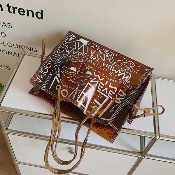Transparent Large Bag Women  New Trendy Fashion Women'S Bag Summer Large-Capacity Tote Bag All-Match Jelly Shoulder Bag
