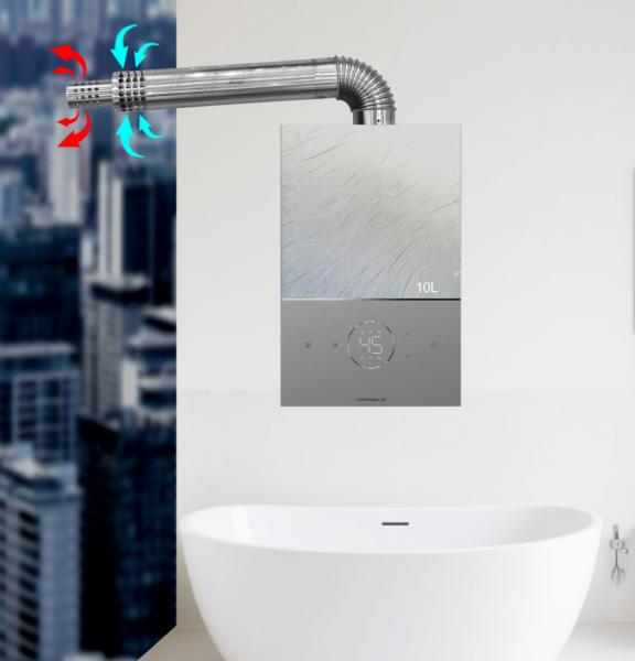 10L Natural Gas Instant Water Heater Stainless Steel Heat Exchanger Wall-Mounted Forced Exhaust Portable