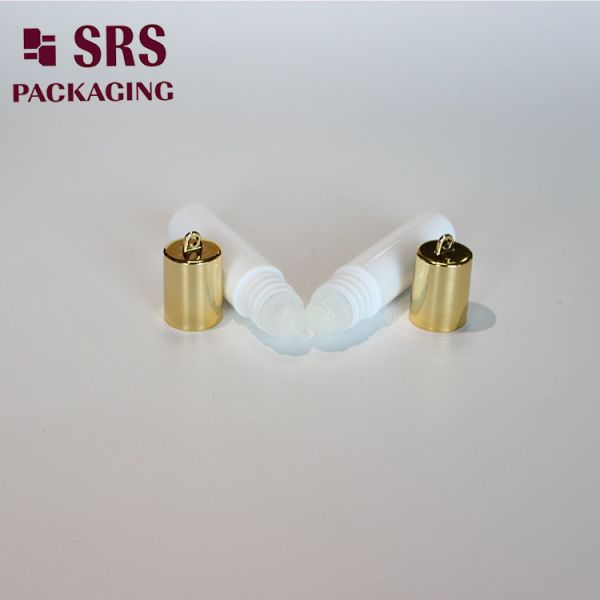 SRS empty cosmetic 5ml plastic perfume roll on bottle with gold hook cap