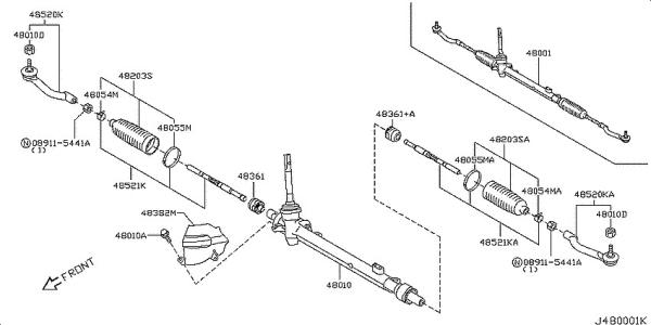 Groupe de produits SR-2000 MASUMA RHD engrenage hydraulique pour Nissan X-Trail 48001-JG40A/B/C