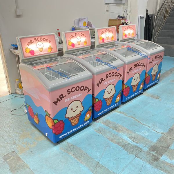 Commercial Ice Cream Freezer Sliding Chest Freezer Glass Top Horizontal