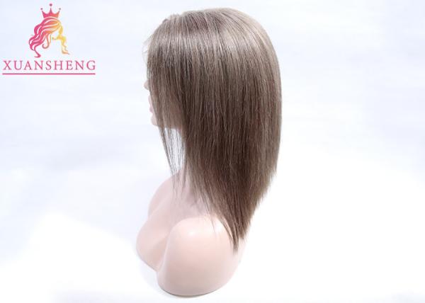 Brazilian Custom Human Hair Wigs  Light Brown Silky Straight Half Lace Wigs